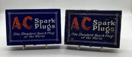 Two 1930's AC Spark Plugs Metal Boxes