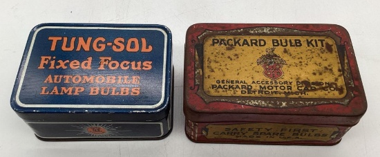 Packard and Tung-Sol Auto Bulb Tins