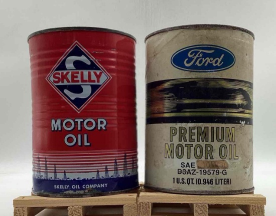 Skelly Motor Oil and Ford GT40 Quart Oil Cans