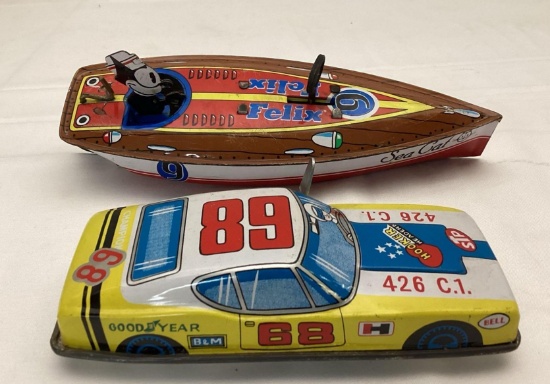 1960's Japanese Racing Boat and Team 68 Friction Toys