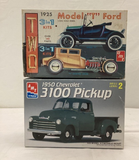 1925 Model T Bucket and 1950 Ford Truck Ertyl Model Kits NOS