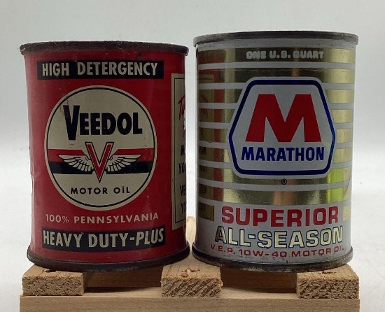 Veedol and Marathon Mini Oil Can Coin Banks