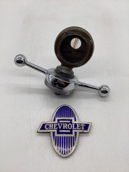 1920's Boyce Motometer and Chevrolet Radiator Badge