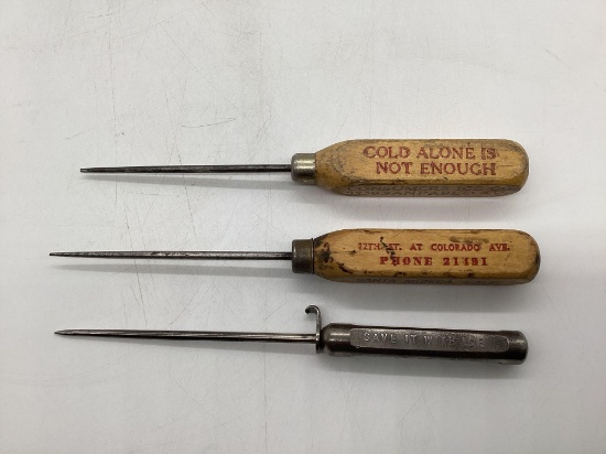 Three Vintage Ice Picks