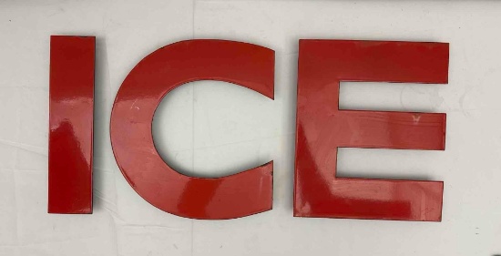 Porcelain "Ice" Letters Sign w/ Original Mounting Tabs