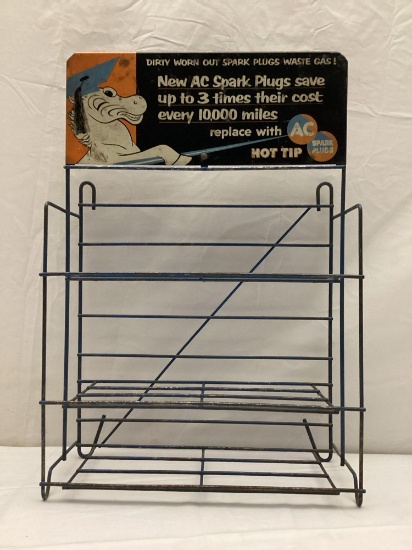 AC Spark Plugs Display Rack w/ Sign Featuring Sparky