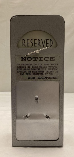 Art Deco 1940's Diner Booth Reservation Marker