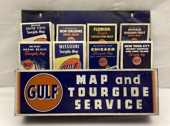 1940's Gulf Map Rack w/ 8 Maps