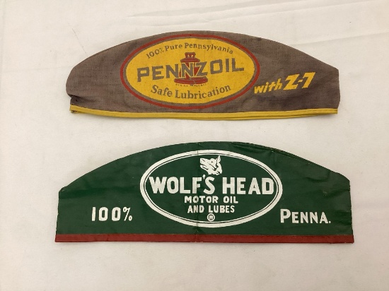 1930's/1940's Wolf's Head and Pennzoil Filling Station Hats