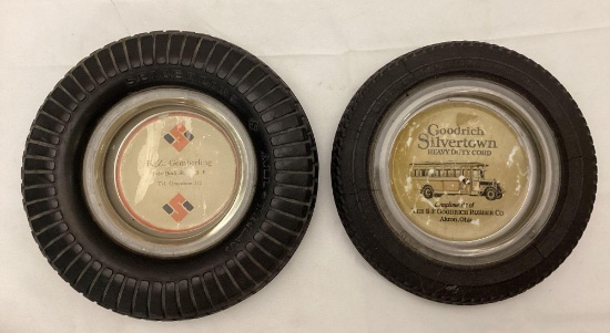 1920's Goodrich Tire Ashtray and Seiberling Tire Ashtray