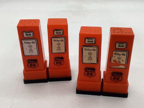 Two Sets Phillips 66 Gas Pump Salt and Pepper Shakers KS and NE