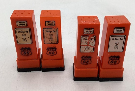 Two Sets Phillips 66 Gas Pump Salt and Pepper Shakers Tuscon and Dodge City