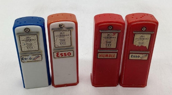 Esso and Humble Gas Pump Salt and Pepper Shakers NY and Corpus Christi