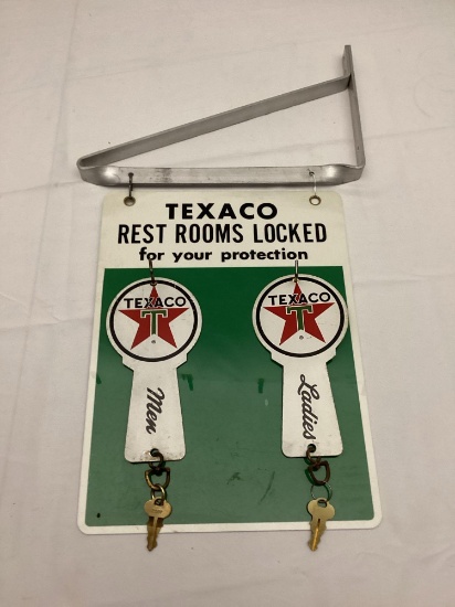 Texaco Restrooms Pledge Sign w/ Key Holders and Bracket