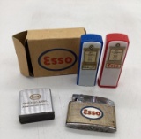 Esso Zippo Measuring Tape, Salt & Pepper Shakers and Lighter