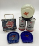 Mobilgas Giveway Glass Baseball, Metal 1st Aid Kit, Coin Banks and Ashtrays