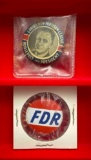 Two Franklin Delano Roosevelt Celluloid Pinbacks