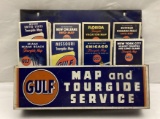 1940's Gulf Map Rack w/ 8 Maps