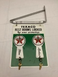 Texaco Restrooms Pledge Sign w/ Key Holders and Bracket