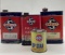 Two Skelly Quart, Auto Polish and Derby Cans