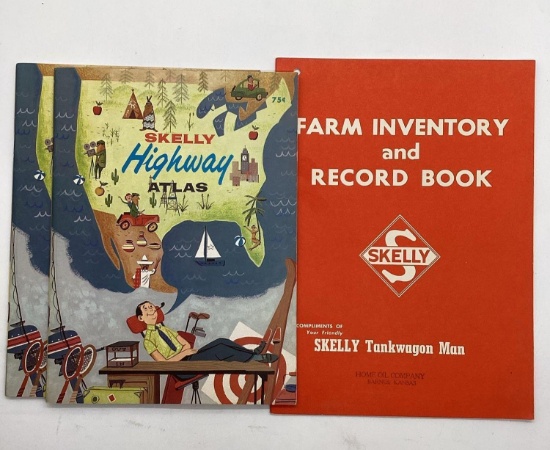 Two Skelly Atlas and Farm Record Book