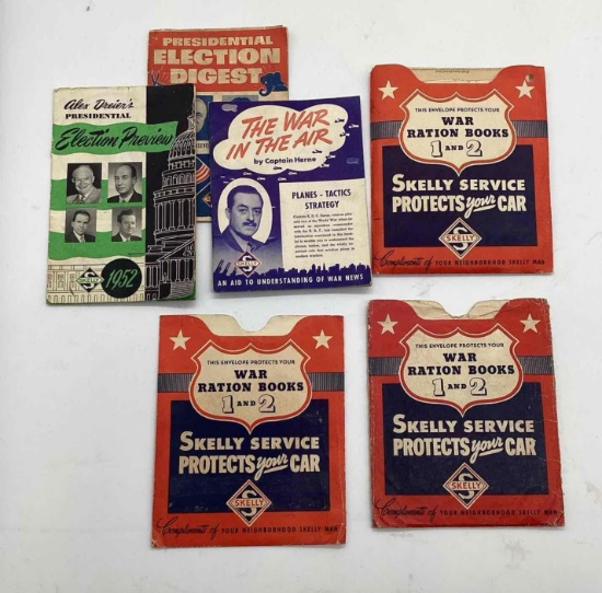 Two Skelly WW2 Digest, Three Ration Book Holders and 1952 Election Preview