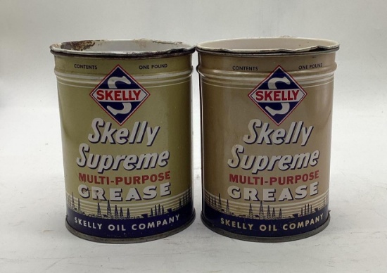 Two One Pound Skelly Grease Cans