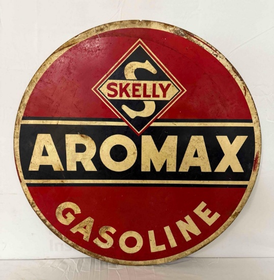 30" Skelly Aromax Double Sided Painted Metal Sign