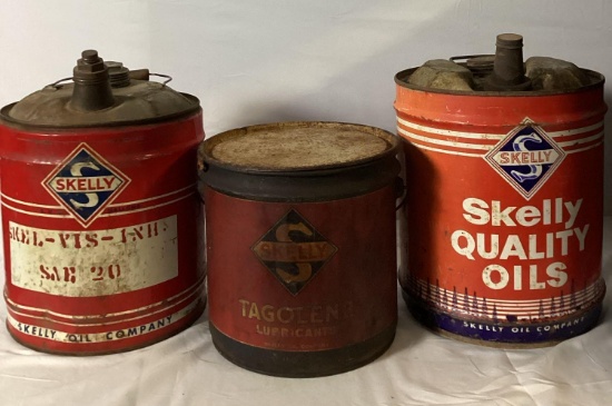 3 Skelly Five Gallon Cans