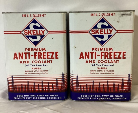 Two Skelly Anti-Freeze One Gallon Cans