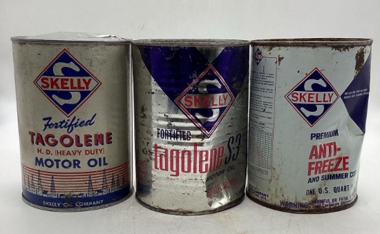 Two Skelly Tagolene and Anti-Freeze Quart Cans
