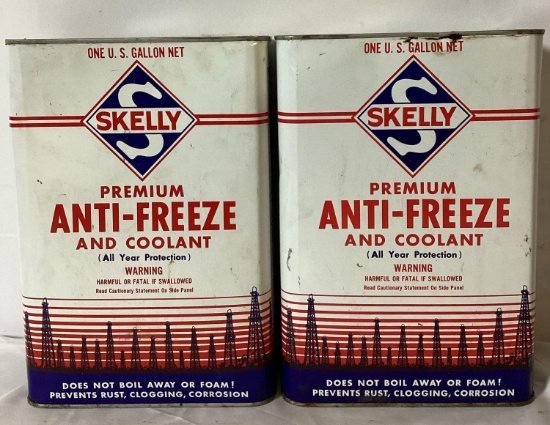 Two Skelly Anti-Freeze One Gallon Cans