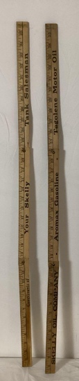 Two Skelly Folding Yardsticks