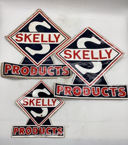 Three Original Skelly Gasoline Pump Decals