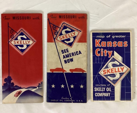 Two 1940's Skelly Missouri and Kansas City Road Maps