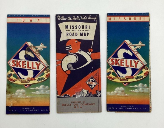 Three 1930's/1940's Skelly Road Maps