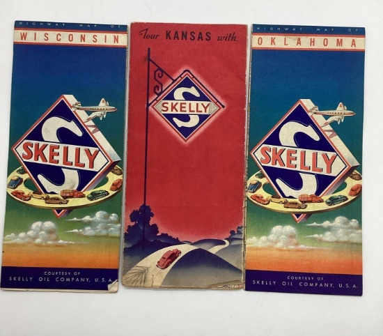 1940's Wisconsin, Oklahoma and Kansas Road Maps