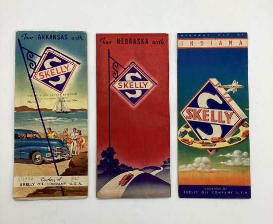 1940's Arkansas, Indiana and Nebraska Road Maps