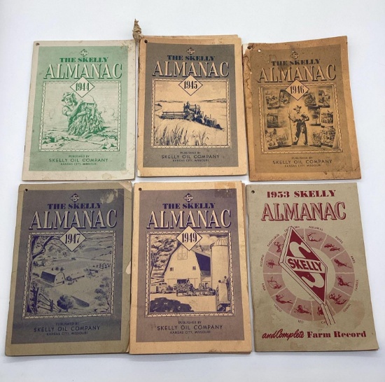Six 1940's Skelly Almanacs