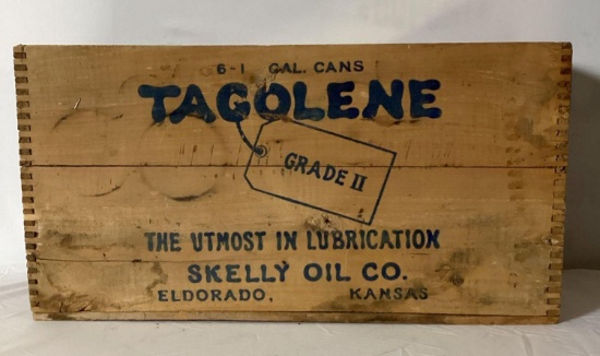 1920's Tagolene One Gallon Oil Can Crate Eldorado, KS