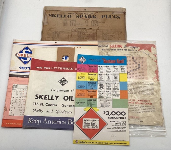Skelly Anti-Freeze, Spark Plug Selling Charts and Three Auto Waste Bags