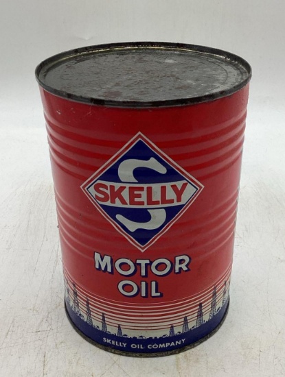 Skelly Motor Oil Ribbed Quart Oil Can