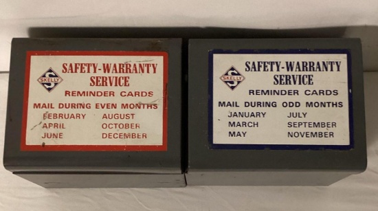 Two Skelly Oil Change Reminder Card File Boxes