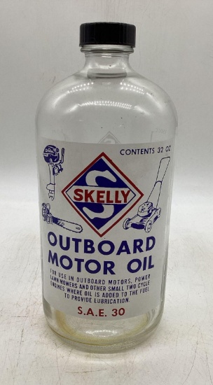 Skelly Outboard Motor Oil Quart Jar w/ Lid