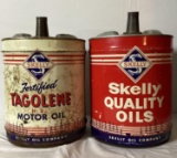 Skelly Quality Oils and Tagolene 5 Gallon Oil Cans