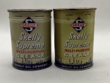 Two Skelly One Pound Grease Cans