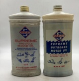 Two Skelly Outboard Plastic Quart Cans