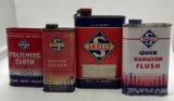 Two Skelly Radiator Tins, Polishing Cloth and Quart Can