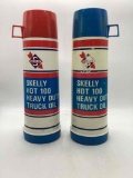 Two Vintage Skelly Coffee Thermos