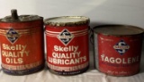 Three Skelly Five Gallon Oil Cans